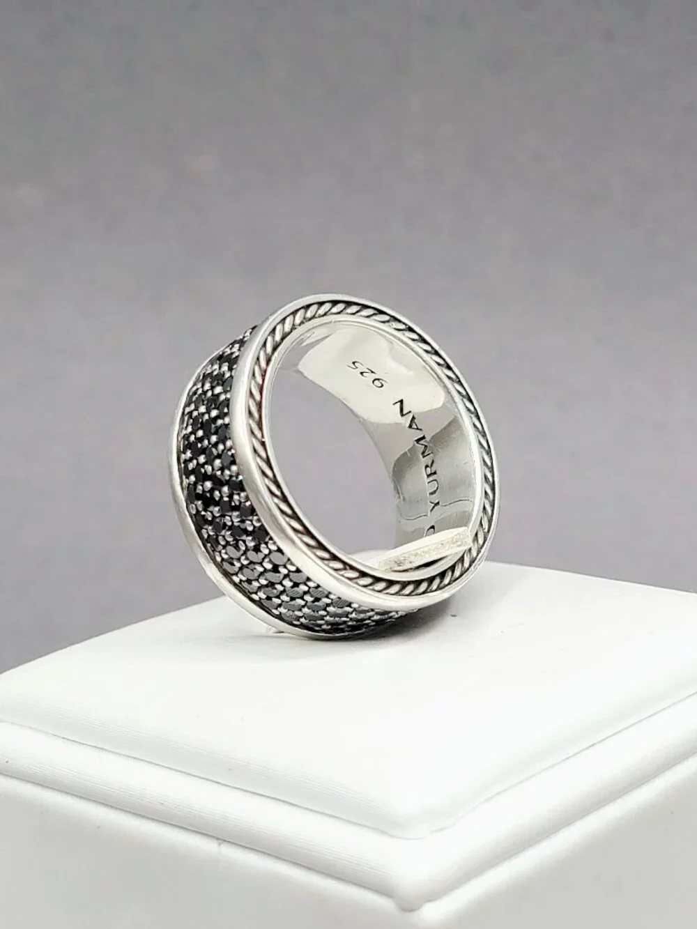 David Yurman Streamline Four Row Ring w/ Pavé Black Diamonds - Size 10 - RARE